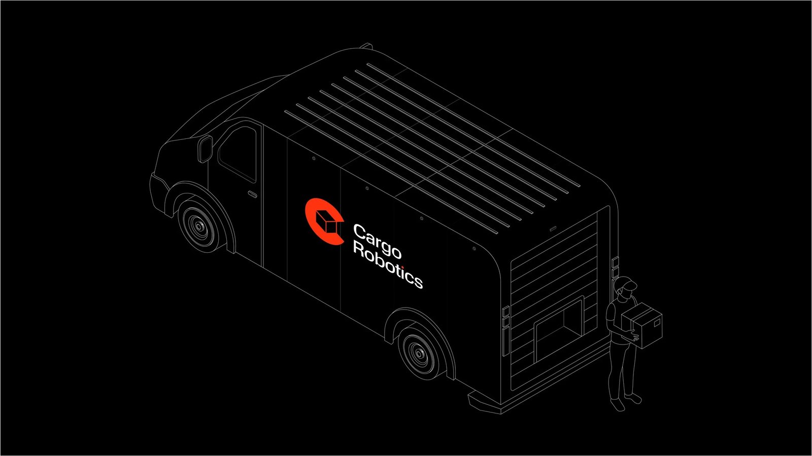 Line illustration of Cargo Robotics' delivery van